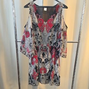 VENUS Red and Black Paisley Dress